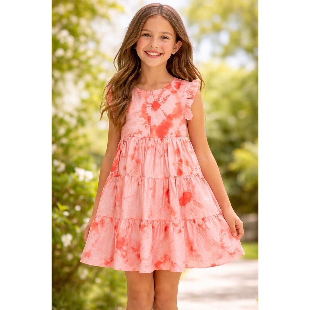 NWOT Pink chicken Polly silk tie dye dress. Sz 14, $148 A43